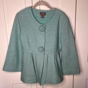 Kenar Metallic Rosette Buttons Wool Blend Swing Jacket Women's Size Medium